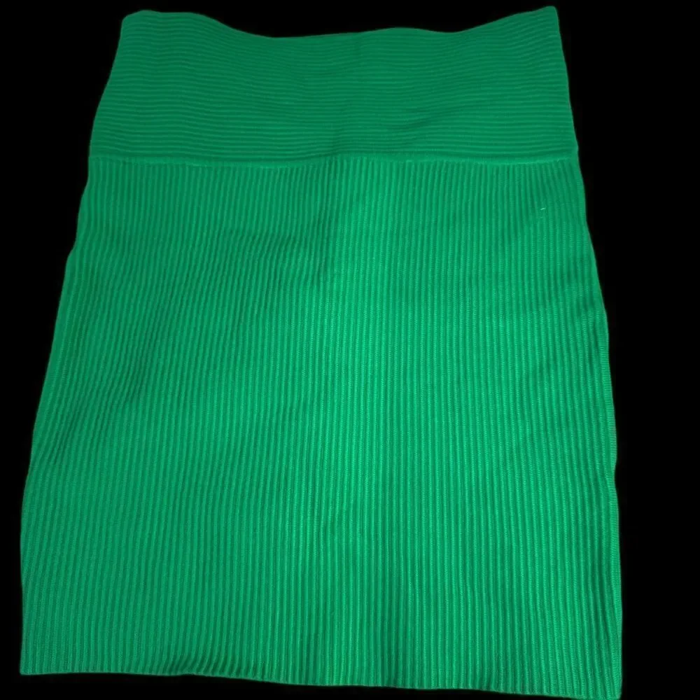 House Of Harlow 1960 Grass Green Ribbed Wide‎ Waist Pencil Mini Skirt Sz M